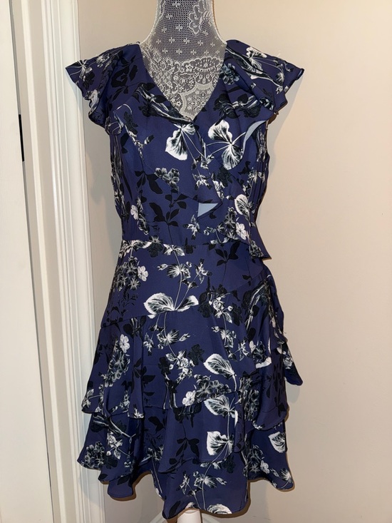 Parker Dresses & Skirts - Parker Navy Paradise Floral Ruffle V-Neck Mini Dress